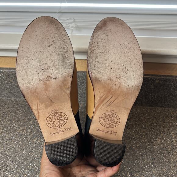 Wolverine 1000 Mile Ankle Bootie Block Heel Tan Black Leather Womens 8.5 Slip On - Picture 10 of 11